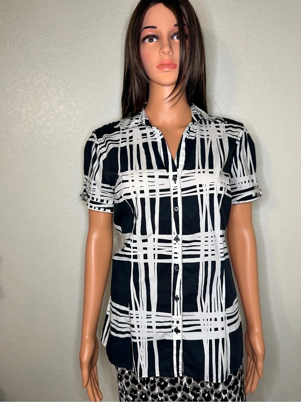 Express Geometric Button Down Top